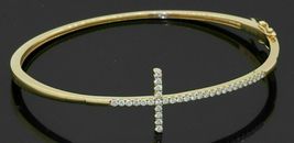 4.10Ct Round Cut Simulated Diamond Pretty Bangle Bracelet Gold Plated 925 Silver - £127.66 GBP
