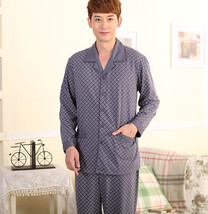 Cotton 2PCs Men&#39;s Long Sleeves Sleeping Wear/ Howe Wear/ Pajama Set L/XL/2XL/3XL - £47.84 GBP
