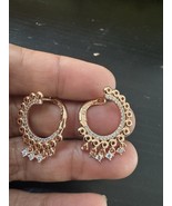 585 14K RG Stamped Rose Gold Eternal Swirl Hoop Dangles Sparkle Stud Ear... - $745.50 MXN