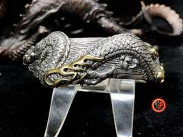 dragon bangle. 925 silver and bronze bangle. Handcrafted. Hallmarked silver. - £193.44 GBP