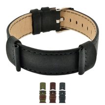 Hirsch Rebel Leather Watch Strap - Genuine Calfskin - Saddle Leather - Brown - L - £47.94 GBP