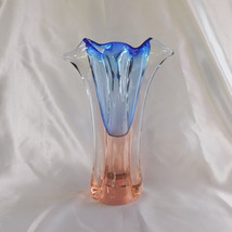 Blue and Peach Art Glass Vase # 22239 - £35.77 GBP