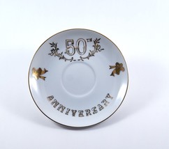 Lefton China 276 50th Anniversary Saucer Hand Painted Gold Trim Vtg. 1960&#39;s - £5.60 GBP