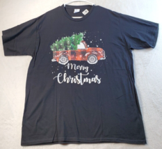 Disney Christmas T Shirt Mens Size XL Black Knit Cotton Short Sleeve Cre... - $14.79