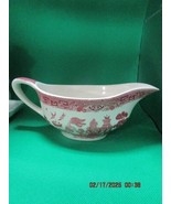 JOHNSON BROTHERS ENGLAND ANTIQUE GRAVY BOAT &quot;WILLOW&quot; RED [80B] - $47.39 CAD