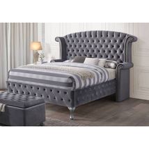 ACME Rebekah Eastern King Bed in Gray Velvet 25816EK - $1,451.97