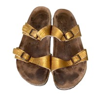 Birki&#39;s by Birkenstock soft footbed big buckle sandals Gold L10 M8 - £29.18 GBP