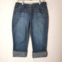 IZOD Womens Capri Jeans Size 10 Denim Cropped Cuffed Mid Rise 100% Cotton - £10.72 GBP