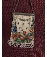 Antique 1920s Beaded Flapper Purse Floral Fringe Silver Frame Absolute B... - €341,87 EUR