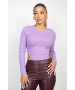 Lavender Purple High Leg Round Neck Underwire Long Sleeve Bodysuit_ - $8.00