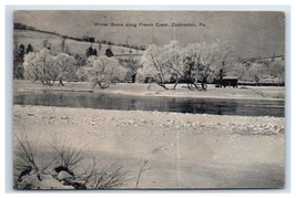 RPPC Black &amp; White Postcard French Creek Cochranton Pennsylvania Winter Scene - £15.79 GBP