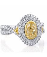 GIA Certified 1.97 Carat Light Yellow Oval Diamond Engagement Halo Ring ... - $127,778.01 MXN