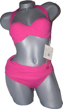 NWT GOTTEX swimsuit bikini 6 molded cup pink underwire fold over ruched hi waist - £61.03 GBP
