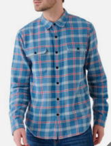 Lucky Brand Men&#39;s Button-Down Humboldt Woven Plaid Flannel Shirt XL BLUE... - £10.21 GBP