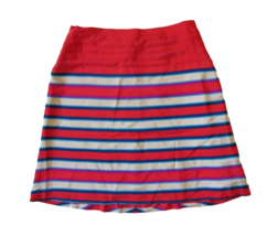 Marc Jacobs Jacobson in Coral Stripe Silk Pleated Waist Zip Back  A-Line Skirt 6 - £10.55 GBP