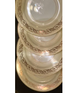Noritake Gold Leaf Band Salad Plates Cream &amp; White (4) 7-1/2&quot; #5298 - £28.52 GBP