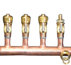 1&quot; Copper Manifold 3/4&quot; Compress. STAND. PEX (With &amp; W/O Valves) 2 Loop-... - £65.68 GBP+