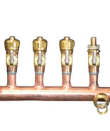 1&quot; Copper Manifold 3/4&quot; Compress. STAND. PEX (With &amp; W/O Valves) 2 Loop-... - £66.45 GBP+