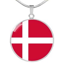 Denmark Flag Necklace Stainless Steel or 18k Gold 18-22&quot; - £28.36 GBP+