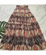 Raga Womens Tiered Maxi Dress Size L Red Pink Paisley Floral A-Line Boho - $52.79 CAD