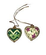 Valerie Parr Hill Double Side Porcelain Heart Trinket Locket Ornaments B... - $16.00