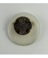 Vintage Round Translucent Brass Tone Pendant Pin Broach - €8,22 EUR