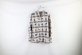 Vtg Cabelas Womens Large Faded Southwestern Bear Deer Chamois Cloth Button Shirt - £31.11 GBP