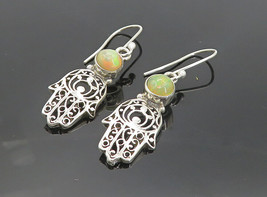 925 Sterling Silver - Vintage Fire Opal Swirl Hamsa Dangle Earrings - EG3379 - £22.31 GBP