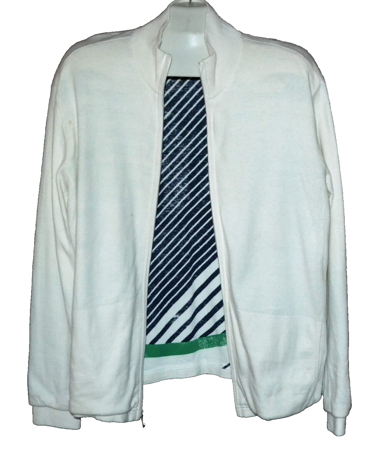 Armani Exchange Men’s White Knitted Lining Cardigan Zip Cotton Sweater Size XL - $26.77