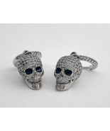2 Ct Round Cubic Zirconia Skull Drop Dangle Earrings 14K White Gold Plated - $129.77
