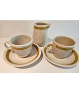 Vtg STERLING CHINA Restaurant Ware 2 CUPS + SAUCERS + CREAMER Floral Gre... - $257.18 MXN