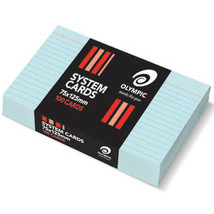 Olympic Ruled System Cards 75x125mm (100pk) - Blue - £25.50 GBP