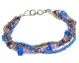 Mia Jewel Shop Thick Multicolored Silver Metal Seed Beaded Chip Stone Multi Stra - £9.48 GBP