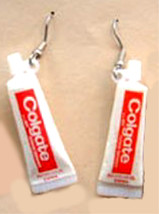 Funky Toothpaste Earrings Dental Hygienist Dentist Teeth Charms Costume Jewelry - £6.12 GBP