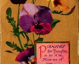 Pansies Flowers Purple Yellow Violet Gilt w Poem 1909 DB Postcard - $3.91