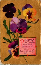 Pansies Flowers Purple Yellow Violet Gilt w Poem 1909 DB Postcard - £3.05 GBP