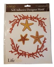 Starfish &amp; Coral Conso Self-Adhesive Embroidered Motifs 5 pcs for Crafts Frame - £4.73 GBP