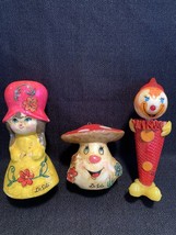 Vintage De Sela Ornaments Mexican Folk Art  Flower Girl, Mushroom, &amp; Clown - £42.64 GBP