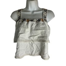Madewell J. Crew Cropped Tiered Floral Embroidered Linen Top Tank Blouse Size M - £12.35 GBP