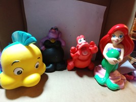 Disney The Little Mermaid Squirt Bath Toys 4 set Ariel Flounder Sebastia... - $15.00