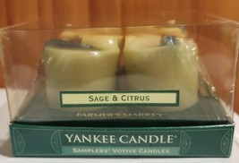 YANKEE CANDLE SAGE &amp; CITRUS 4 PACK SAMPLER VOTIVE CANDLES - VERY RARE - NEW - $12.77