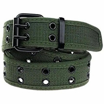 Olive Green Premium Double Row Grommet Belt 2 Hole Canvas Web Stud - $9.95