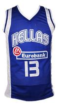 Dimitris Diamantidis #13 Greece Custom Basketball Jersey New Sewn Blue Any Size image 4