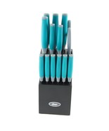 Oster Lindbergh 14 Piece Stainless Steel Cutlery Set in Teal with Wooden... - $65.92