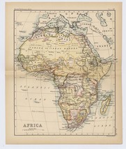 1888 Original Antique Map Of Africa / German French British Colonies - £22.26 GBP