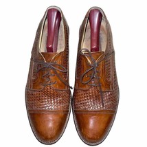Johnston &amp; Murphy Cormac Woven Toe Oxford Brown Leather Made in Italy Me... - $49.50
