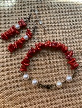 “Rouge Coral”  Genuine Swarovski Pearl Bracelet / Earrings Free Shipping! - £23.18 GBP