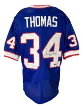 Thurman Thomas Firmado Personalizado Azul Estilo Profesional Fútbol Camiseta Bas - £100.78 GBP