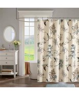 72-inch Beige Khaki Cotton Shower Curtain with Vintage Birds Leaf Floral... - $174.66 CAD