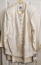 R&amp;M Richards 2-Piece Plus Jacket Skirt Suit Ivory Beige 18W Bride Mother  NWT  - £67.92 GBP